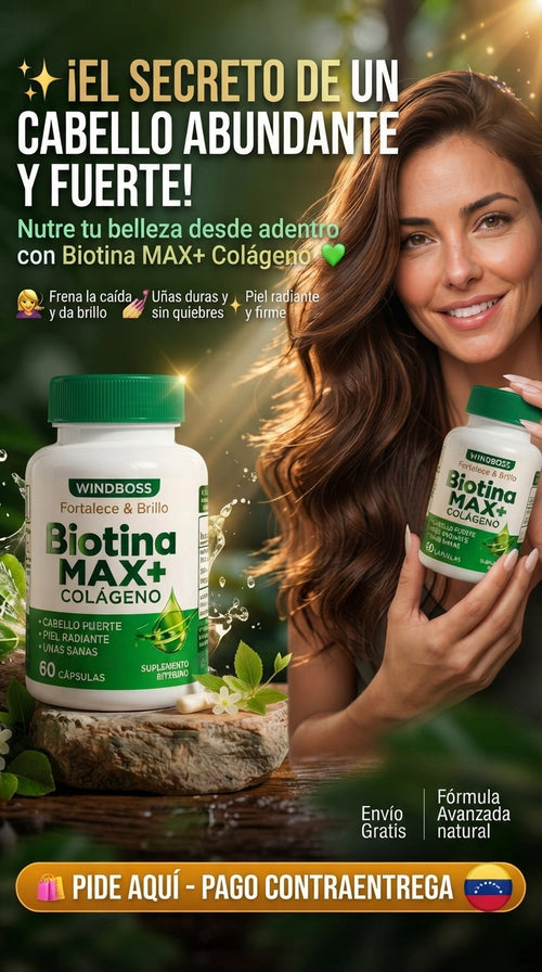 BIOTINA MAX+ COLAGENO . fortalece tu cabello, piel y uñas.